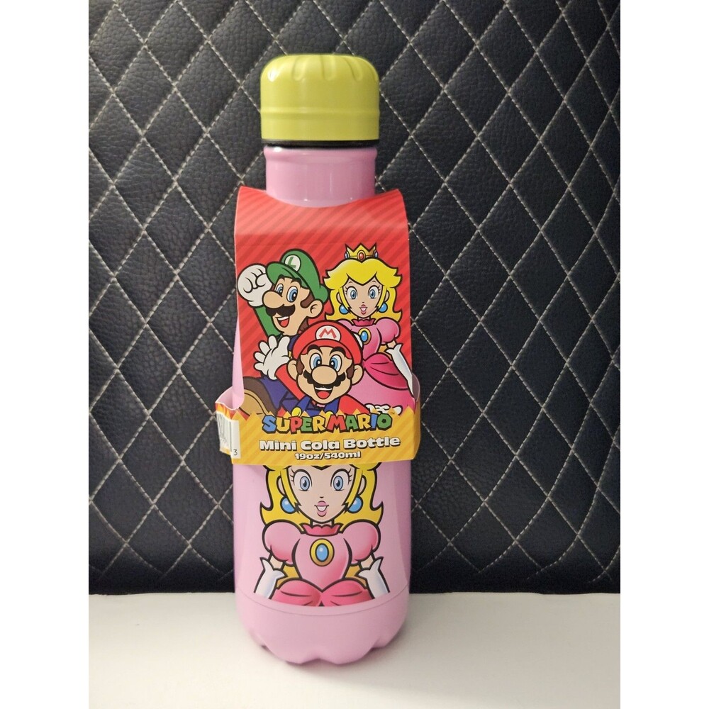 Pink Princess Peach Mini Cola Bottle - Super Mario Theme Metal Bottle 19oz/540ml